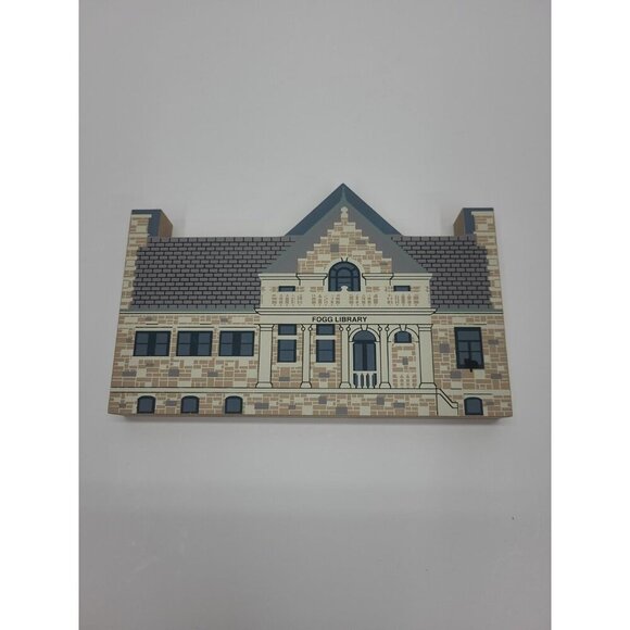 Vintage 1995 The Cat's Meow Fogg Library Wooden Block House Signed Joline - Picture 2 of 7